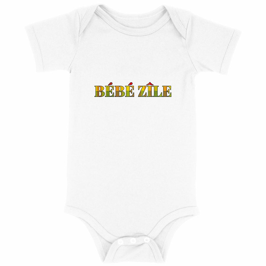 Body bébé cadeau naissance original — Bébé zîle créole antillais — Vêtement bébé coton — B - face_blanc