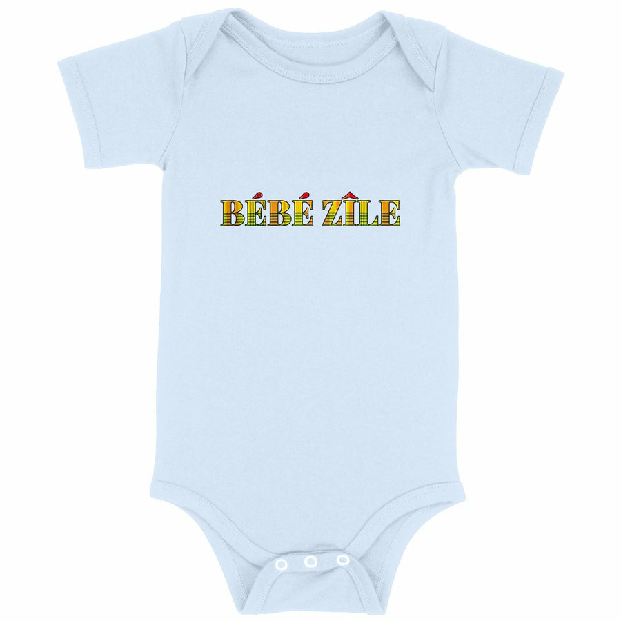 Body bébé cadeau naissance original — Bébé zîle créole antillais — Vêtement bébé coton — B - face_bleu