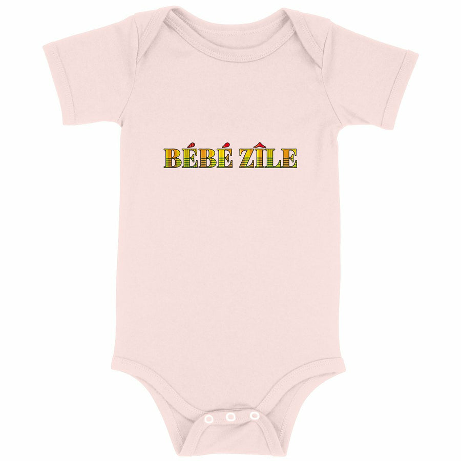 Body bébé cadeau naissance original — Bébé zîle créole antillais — Vêtement bébé coton — B - face_rose