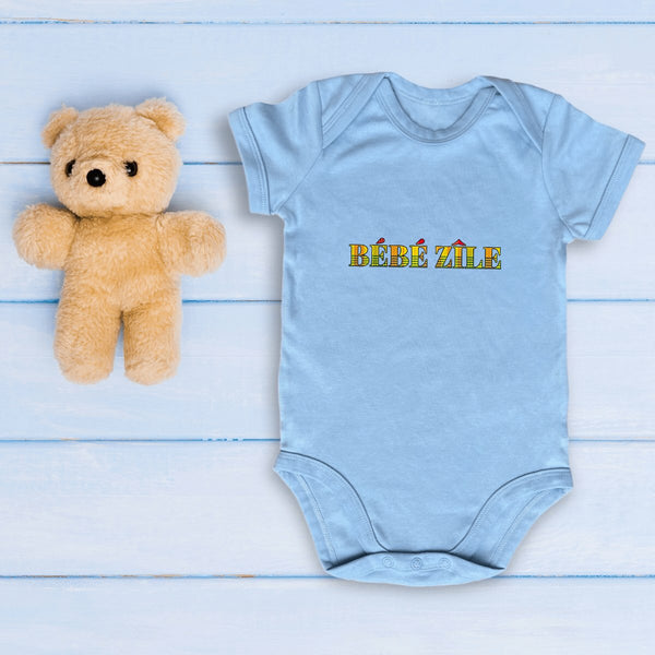 Body bébé motif madras BÉBÉ ZÎLE — cadeau naissance créole antillais 100% coton bio — PITIT MANMAN
